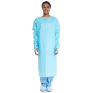 Thumbs-up impervious gown
